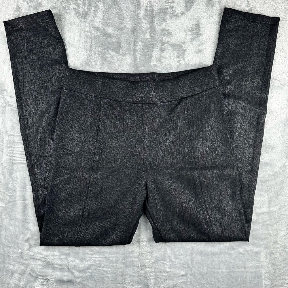 INC Faux Suede Leggings 8 Black Textured Animal Print Pull On Skinny Pants - Picture 3 of 8